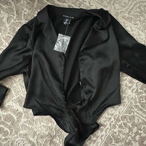 Sincerely Jules Elegant Black Satin Blouse